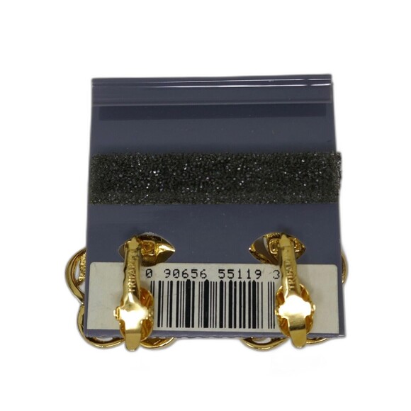 Trifari Goldtone White Cabochon Comfort Clip On Earrings - Picture 3 of 4